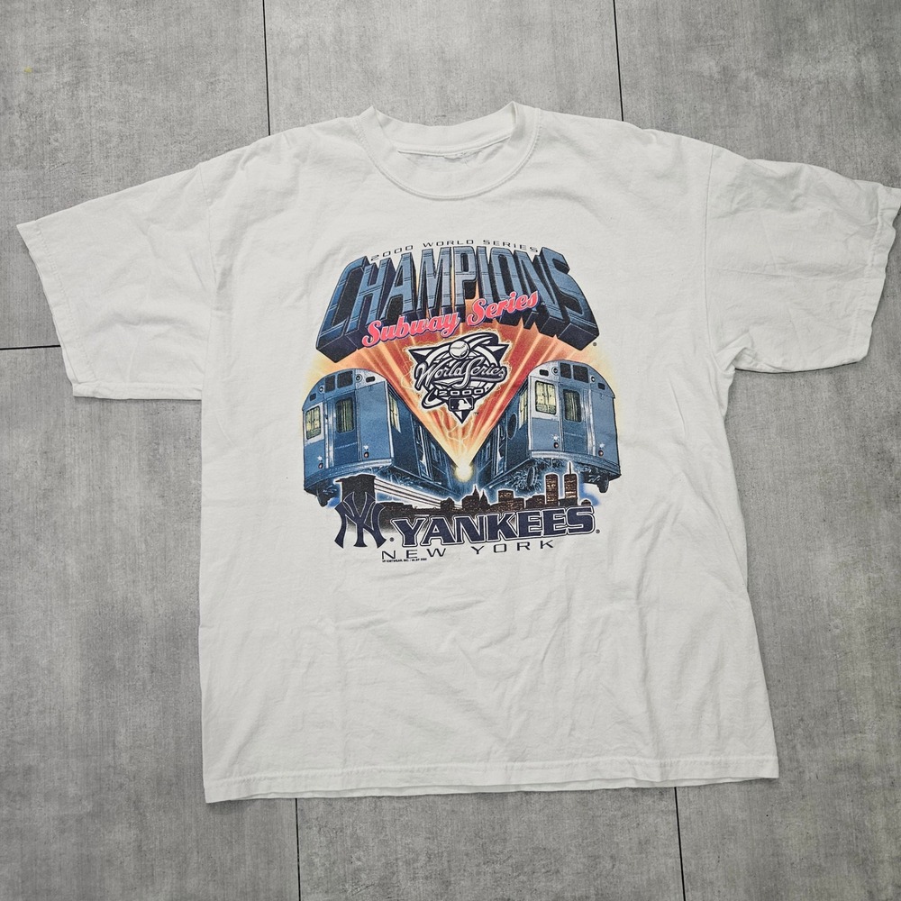 Vintage 2000 New York Yankees World Series Champions Subway Series T-Shirt White